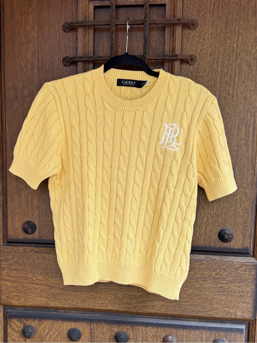 Ralph Lauren Yellow Cable-Knit Crewneck Sweater Size M